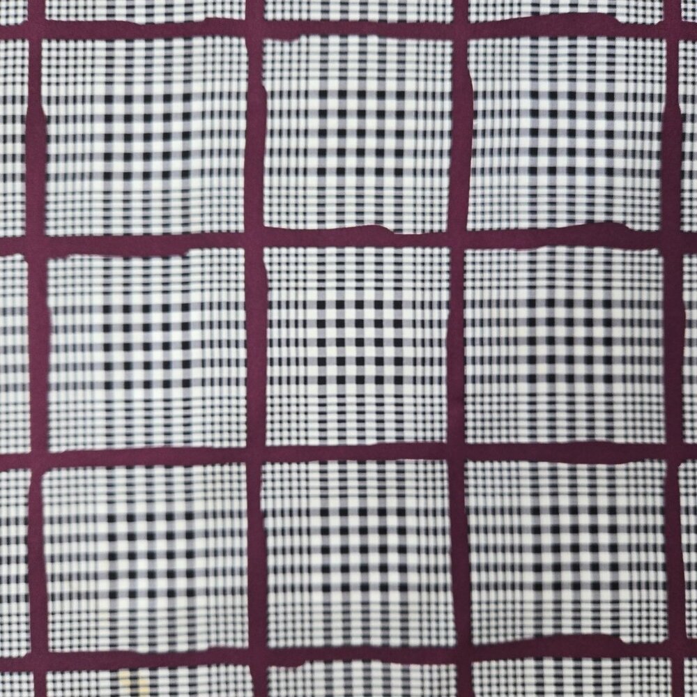 Coach Silk Scarf Glen Plaid Burgundy Maroon - Picture 6 of 8